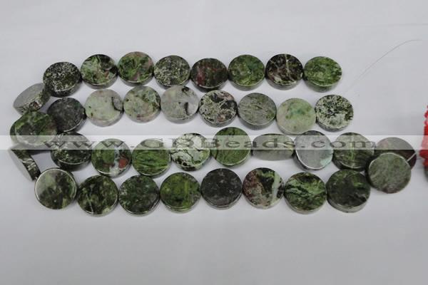 CBG61 15.5 inches 18mm coin bronze green gemstone beads