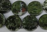 CBG63 15.5 inches 22mm coin bronze green gemstone beads