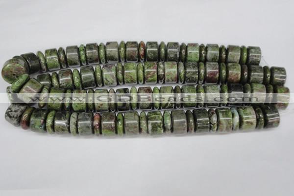 CBG82 15.5 inches 6*18mm & 11*18mm rondelle bronze green gemstone beads