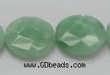 CBJ39 15.5 inches 25mm faceted flat round jade beads wholesale