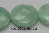 CBJ40 15.5 inches 30mm faceted flat round jade beads wholesale