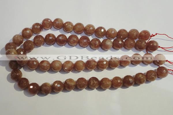 CBQ11 15.5 inches 12mm faceted round strawberry quartz beads