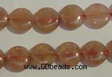 CBQ16 15.5 inches 12mm flat round strawberry quartz beads wholesale