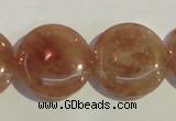 CBQ19 15.5 inches 25mm flat round strawberry quartz beads wholesale