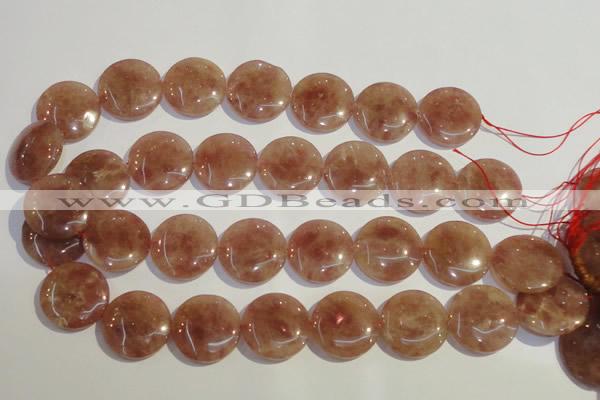 CBQ19 15.5 inches 25mm flat round strawberry quartz beads wholesale