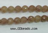 CBQ212 15.5 inches 8mm faceted round strawberry quartz beads