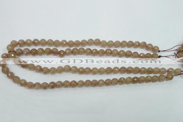 CBQ212 15.5 inches 8mm faceted round strawberry quartz beads