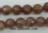 CBQ214 15.5 inches 12mm faceted round strawberry quartz beads