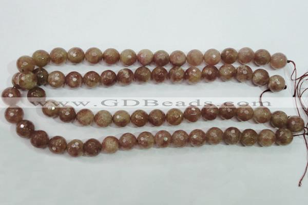 CBQ214 15.5 inches 12mm faceted round strawberry quartz beads