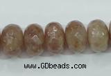 CBQ224 15.5 inches 10*16mm faceted rondelle strawberry quartz beads