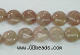 CBQ235 15.5 inches 10mm flat round strawberry quartz beads