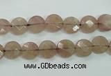 CBQ240 15.5 inches 8mm faceted coin strawberry quartz beads