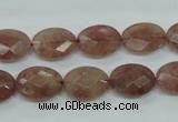 CBQ253 15.5 inches 12*16mm faceted oval strawberry quartz beads