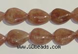 CBQ26 15.5 inches 12*16mm flat teardrop strawberry quartz beads