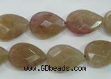 CBQ260 15.5 inches 13*18mm faceted flat teardrop strawberry quartz beads