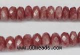 CBQ265 15.5 inches 5*10mm faceted rondelle strawberry quartz beads