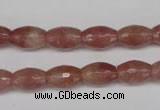 CBQ270 15.5 inches 8*12mm faceted rice strawberry quartz beads