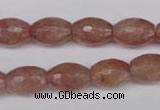 CBQ271 15.5 inches 10*14mm faceted rice strawberry quartz beads