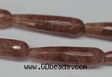 CBQ276 15.5 inches 10*40mm faceted teardrop strawberry quartz beads