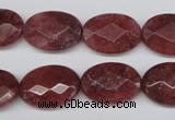 CBQ278 15.5 inches 13*18mm faceted oval strawberry quartz beads