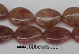 CBQ283 15.5 inches 13*18mm flat teardrop strawberry quartz beads