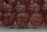 CBQ304 15.5 inches 12mm round natural strawberry quartz beads