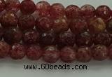 CBQ330 15.5 inches 4mm faceted round strawberry quartz beads