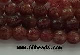 CBQ331 15.5 inches 6mm faceted round strawberry quartz beads