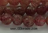 CBQ332 15.5 inches 8mm faceted round strawberry quartz beads