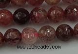 CBQ412 15.5 inches 8mm faceted round strawberry quartz beads