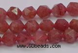 CBQ431 15.5 inches 6mm faceted nuggets strawberry quartz beads