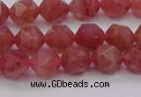 CBQ432 15.5 inches 8mm faceted nuggets strawberry quartz beads