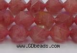 CBQ433 15.5 inches 10mm faceted nuggets strawberry quartz beads