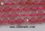 CBQ436 15.5 inches 6mm faceted nuggets strawberry quartz beads