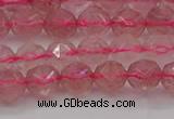 CBQ437 15.5 inches 8mm faceted nuggets strawberry quartz beads