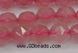 CBQ438 15.5 inches 10mm faceted nuggets strawberry quartz beads