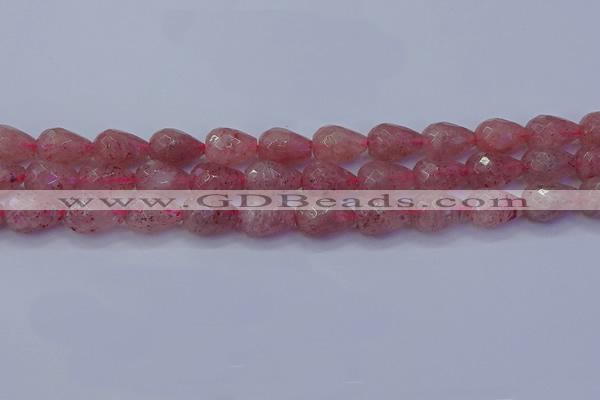 CBQ454 15.5 inches 12*16mm faceted teardrop strawberry quartz beads