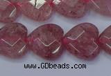 CBQ469 15.5 inches 12mm faceted heart strawberry quartz beads