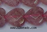 CBQ471 15.5 inches 16mm faceted heart strawberry quartz beads