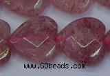 CBQ472 15.5 inches 18mm faceted heart strawberry quartz beads