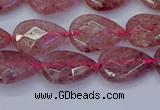 CBQ476 15.5 inches 10*14mm faceted flat teardrop strawberry quartz beads