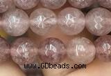 CBQ572 15.5 inches 8mm faceted round strawberry quartz beads