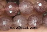 CBQ573 15.5 inches 10mm faceted round strawberry quartz beads