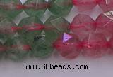 CBQ682 15.5 inches 8mm faceted nuggets mixed strawberry quartz beads