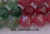 CBQ683 15.5 inches 10mm faceted nuggets mixed strawberry quartz beads