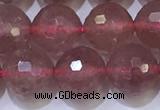 CBQ703 15.5 inches 10mmm faceted round strawberry quartz beads