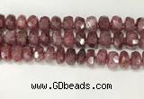 CBQ712 15.5 inches 6*12mm - 8*13mm faceted tyre strawberry quartz beads