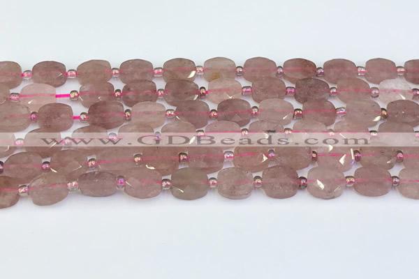 CBQ751 15.5 inches 8*10mm faceted oval strawberry quartz beads