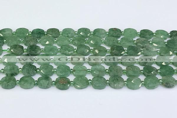 CBQ752 15.5 inches 8*10mm faceted rectangle green strawberry quartz beads