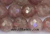 CBQ763 15 inches 9mm faceted round strawberry quartz beads